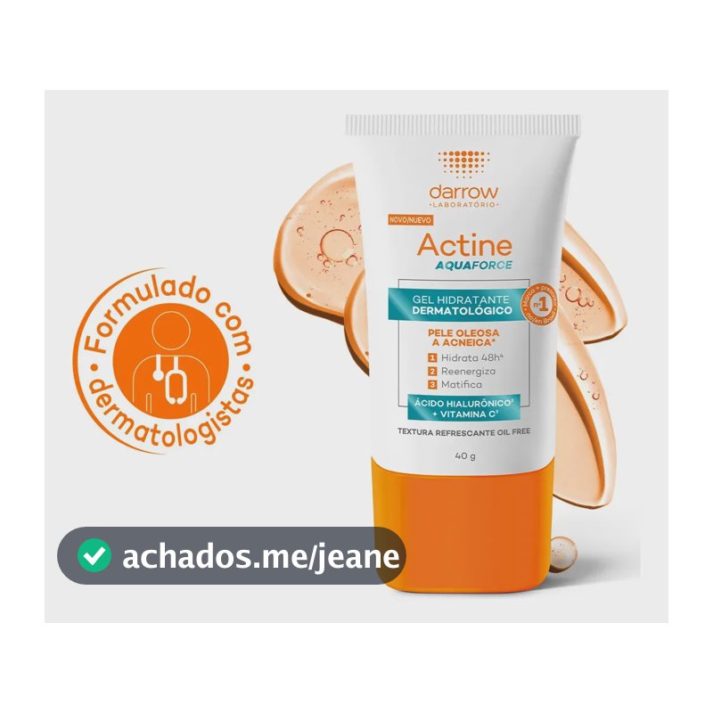 Gel Hidratante Facial Dermatológico Darrow Actine Aquaforce Pele Oleosa Acneica, 40g