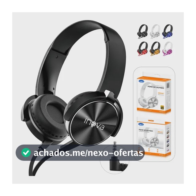 Fone De Ouvido Headset Com Fio P2 3.5mm Microfone Regulável Preto