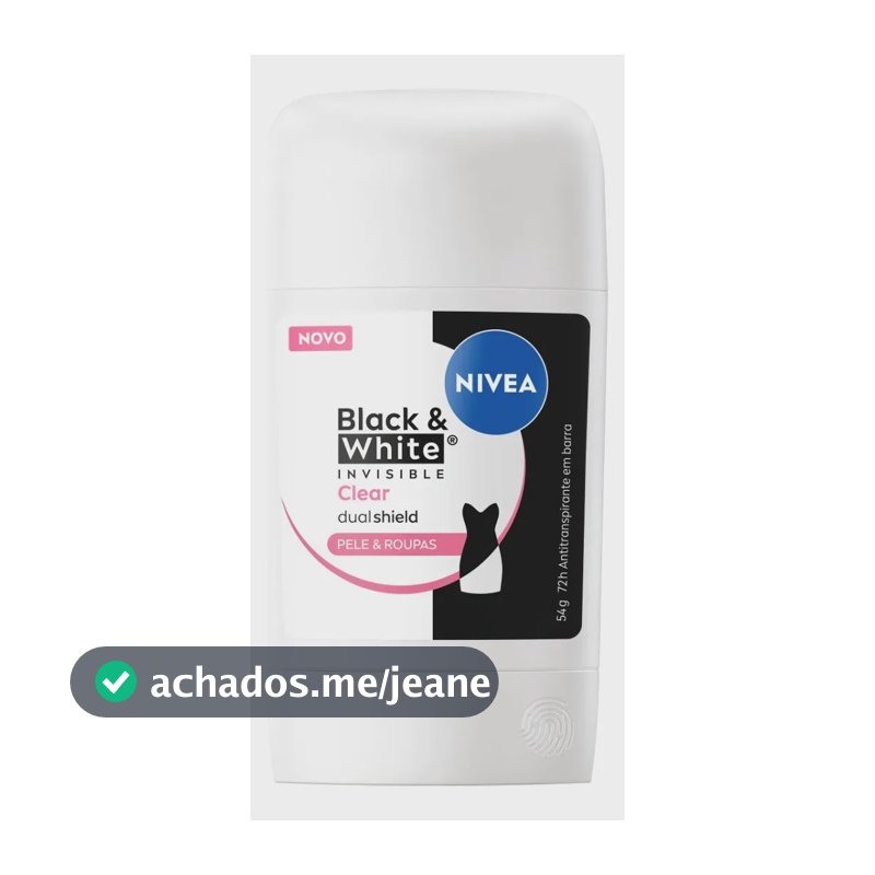Desodorante Antitranspirante NIVEA Black & White Invisible Clear Proteção 72h Stick 54g