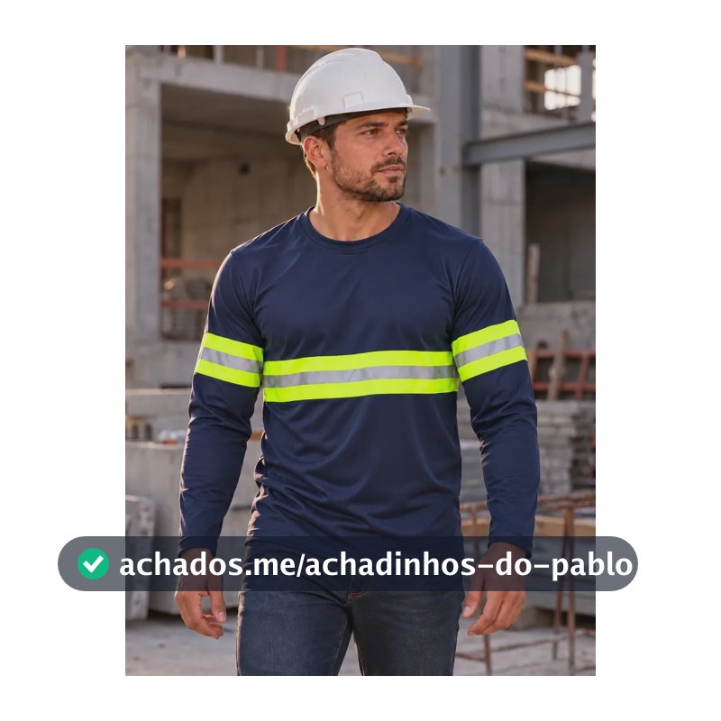 Camisa Térmica Manga Longa Refletiva Rodovia E Construção Azul-marinho Refletida P