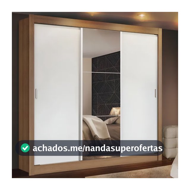 Guarda Roupa Casal Madesa Mônaco 3 Portas Correr Com Espelho Cor Rustic/Branco 1093D81E