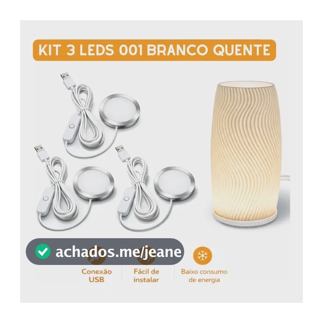 Kit 3x Led 001 Branco Quente 2,5w Usb 5v Bambu Lab 3d Diy Branco Quente 5v