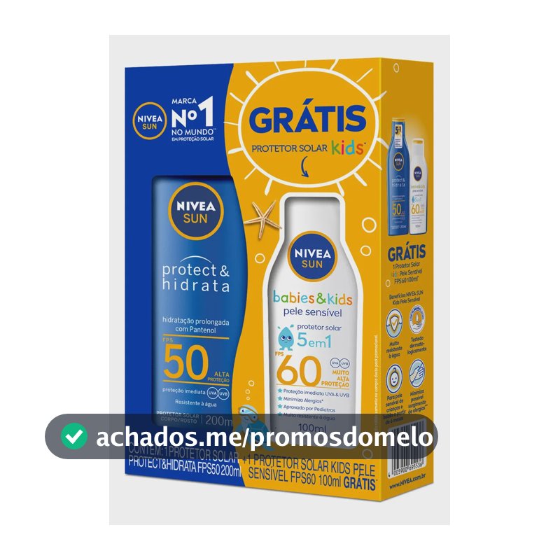 Kit Protetor Nivea Adulto Fps50 200ml + Kids Fps60 100ml