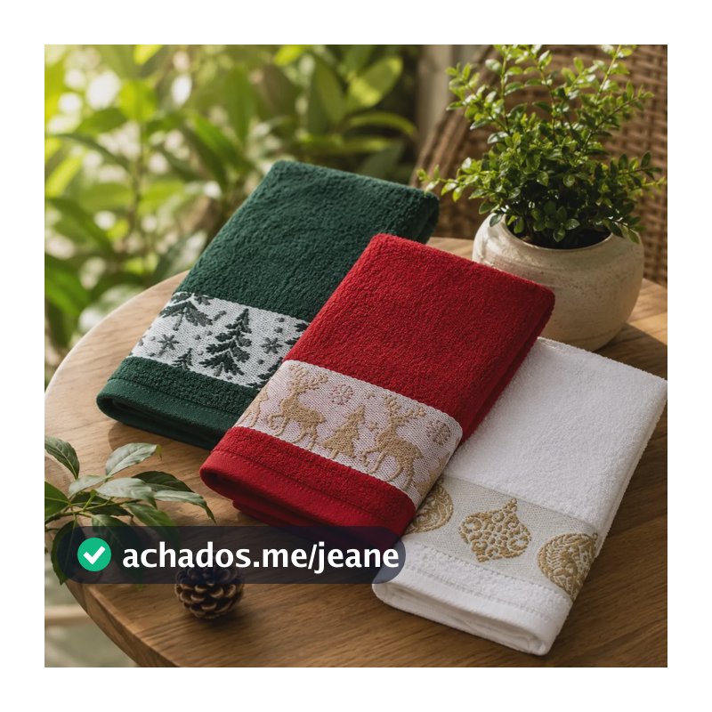 Kit 3 Toalhas Lavabo 30x50cm Natalinas Mão Rosto Visita Variado