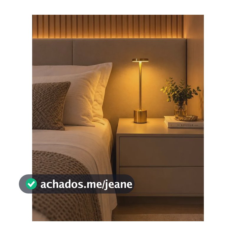 Luminaria Led 3 Cores Sem Fio | Abajur De Mesa Recarregável Dourado 127/220v