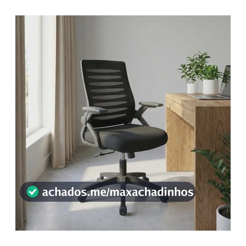 Cadeira De Escritório Astrella Sirius Ergonômica Com Braços Rebatíveis E Encosto Em Mesh Preta Preto