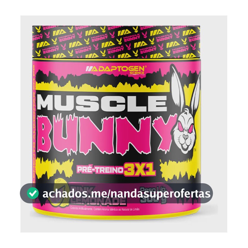 Pré Treino Muscle Bunny C/300g - Adaptogen Sabor Pink Lemonade