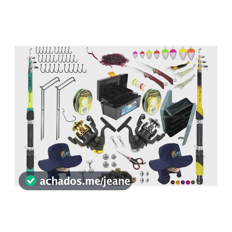 Kit Completo 2 Varas Telesc 1,70m + 2 Molinetes E Muito Mais