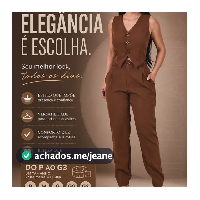 Conjunto Skinny Alfaiataria Calça Colete Social P A Pluzsize