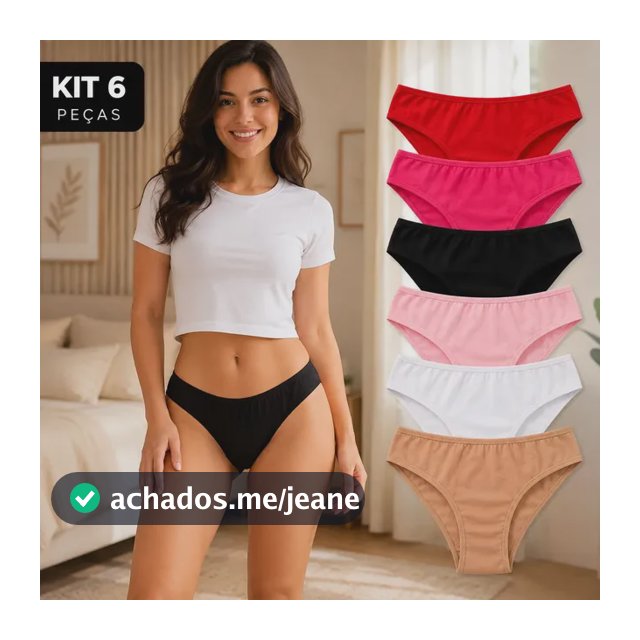 Kit 06 Calcinhas 100% Algodão Premium Envio Rápido