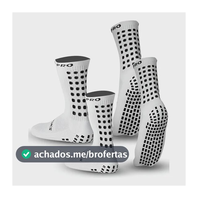 2 Pares Meia Antiderrapante Futebol Prosocks Grip Draft Cano Médio Profissional com 2 Pares Branco Tamanho 38-44