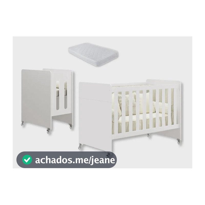 Berço Americano 4 Em 1 Evolution + Colchão - Mima Mamãe Cor Branco