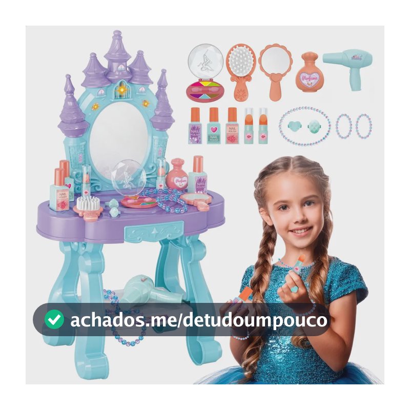 Penteadeira Castelo Emite Luz E Som Princesa Infantil Azul