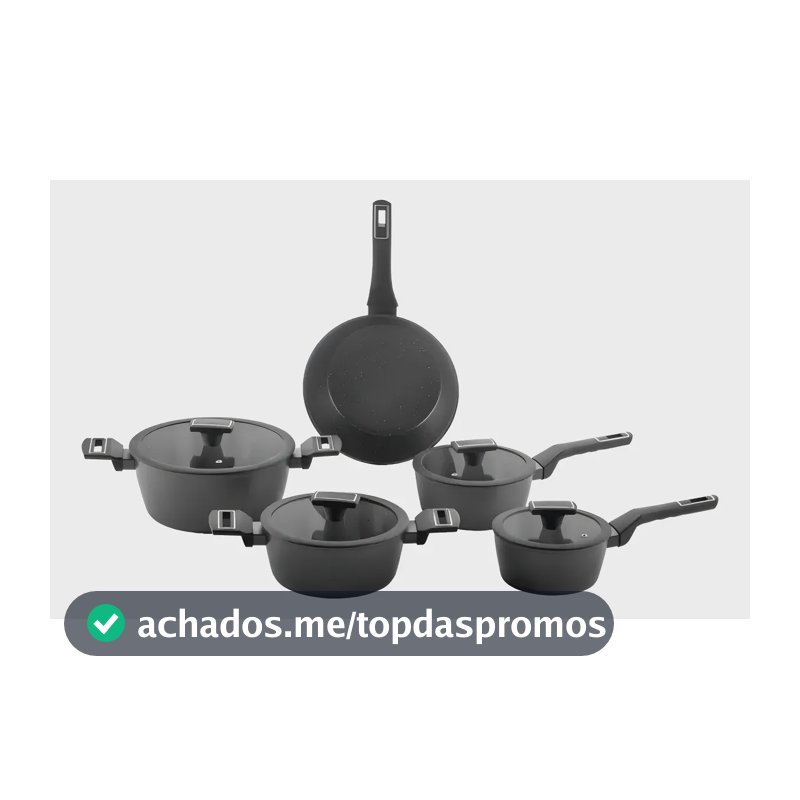 Jogo De Panelas Brinox Cerâmico 5 Pçs Carbon Ceramic Indução Cor Preto