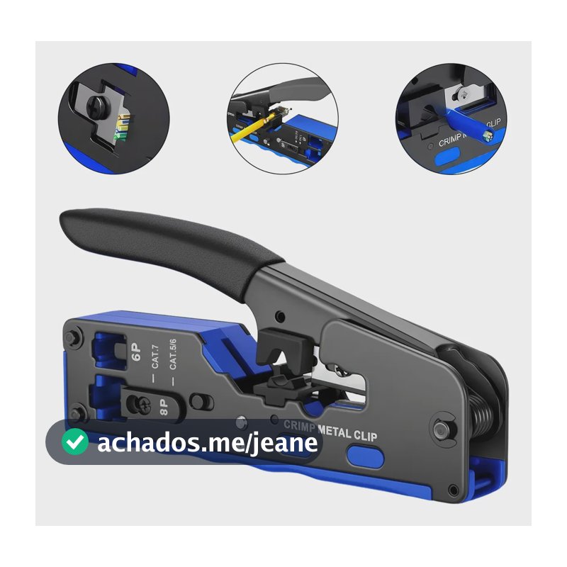 Alicate Crimpar Cabo Rede Rj45 Vazado Para Cat5 Cat6 Cat7
