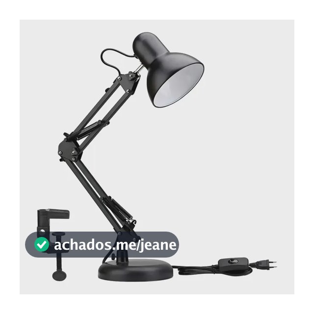 Luminária De Mesa Dapon Articulada Abajur Modelo Pixar Com Base e Garra Cor Preto