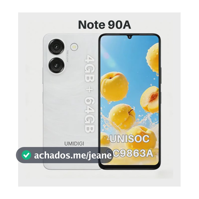 Celular Umidigi Note 90a 64gb 4gb Ram Cores Dual Sim Cor Branco Tela 6.75 5000mAh Elegante Ultimate