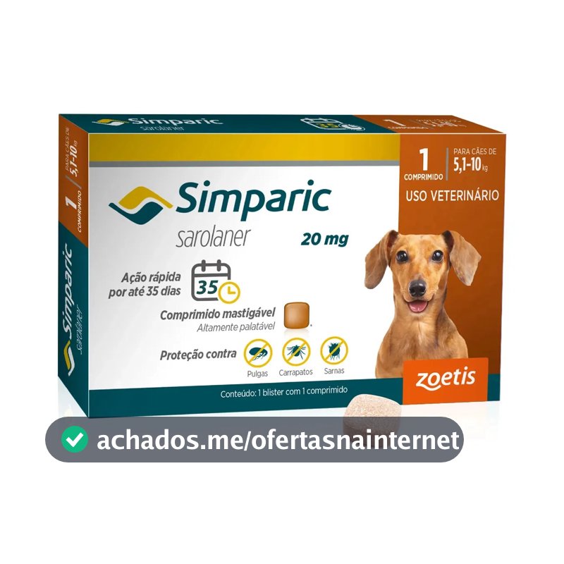 Simparic 20mg Antipulgas Cães 5 A 10kg 1 Comprimidos Zoetis