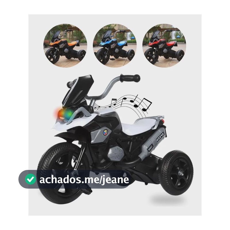 Triciclo Infantil Motoca Moto Com Pedal 3 Rodas Com Som Cor Branco