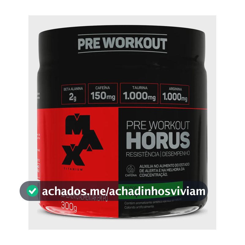 Suplemento En Pó Max Titanium Pre Treino Horus Max Titanium Cafeína Maçã Verde 300G