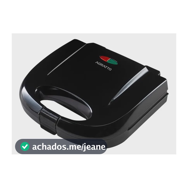 Sanduicheira e Grill Elétrica 750W Lanches Dupla Antiaderente Preta Agratto Sa Black