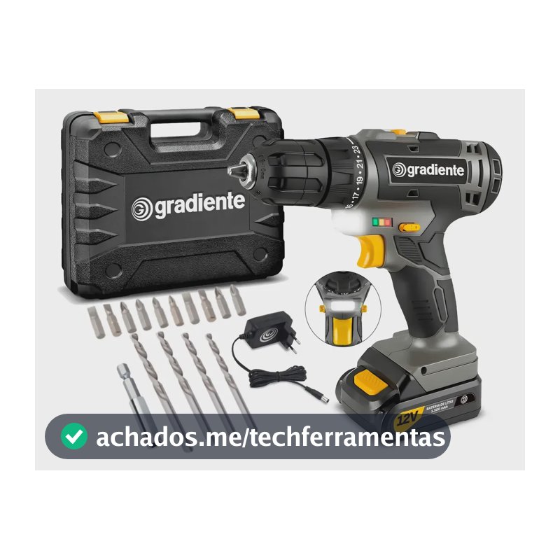 Furadeira Parafusadeira Sem Fio  A Bateria 12v Com Maleta Preto 127/220v 60hz
