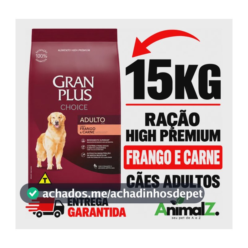 Racao High Premium Gran Plus Choice Caes Adultos 15kg
