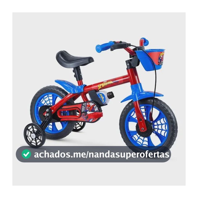 Bicicleta Passeio Aro 12 Crianças Nathor Spider Man Azul e Vermelho