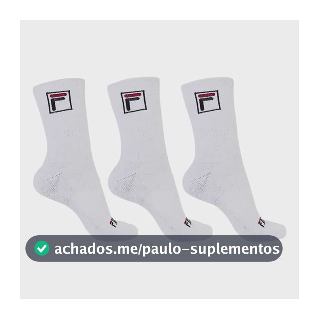 Kit 3 Pares Meia Fila Fbox Cano Alto Branca Unissex Original