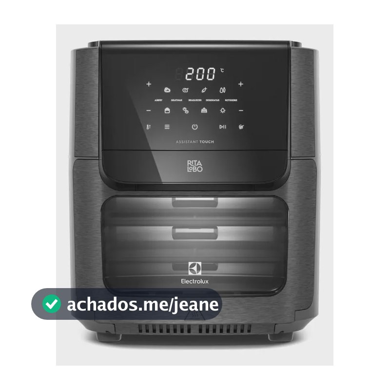 Air Fryer Forno 5 em 1 12L 1700W Digital Espeto Giratório 2 Bandejas Antiaderentes 10 funções 7 Receitas aviso sonoro Fritadeira Elétrica sem Óleo Forno Bancada Electrolux EAF90 Grafite