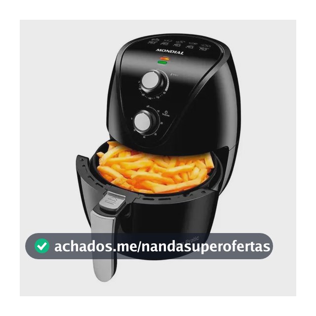 Air Fryer Fritadeira Eletrica Mondial +saude 1500w 3,5l Cor Preto
