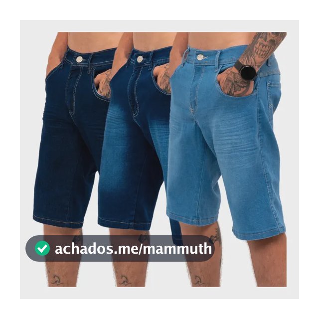 Kit 3 Bermudas Jeans Masculina Lycra Elastano