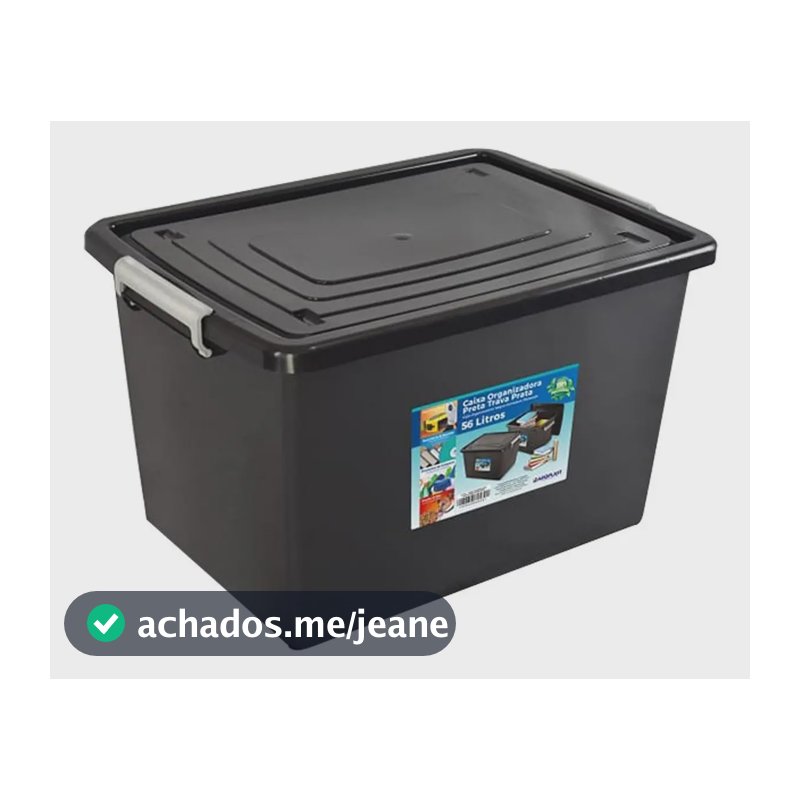 Kit 6 Caixas Organizadoras 56 Litros C/ Tampa E Trava Pret