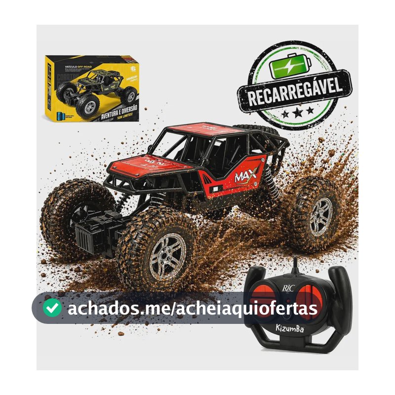 Carrinho Controle Remoto Rally Jipe Max Carro Grande Bateria Recarregavel Off Road Com Amortecedores 4x4 Brinquedo Kizumba