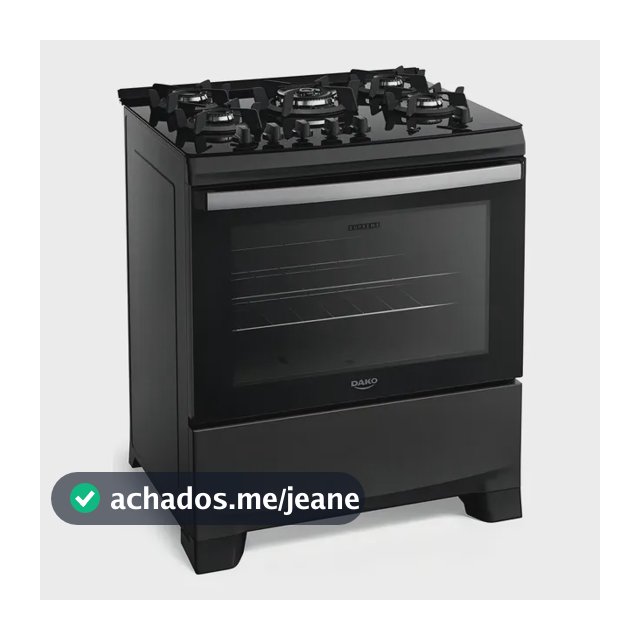 Fogão 5q Gás Dako Supreme Glass Preto Mesa De Vidro