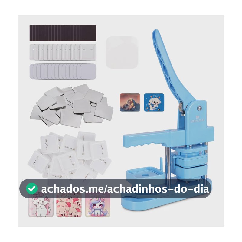 Máquinas Advertising Photobots 5x5cm Quadrado Pins E Bottons Azul Máquina +50 Imãs De Geladeira+50 Emblemas Mecolour