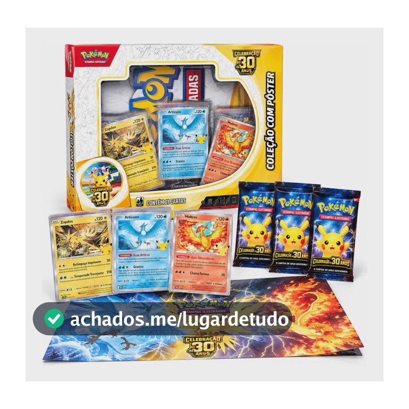 Pokémon 30 Anos Jogo De Cartas Com Pôster 21 Cartas Pokémon Português