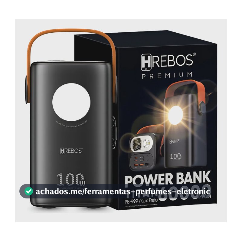 Power Bank 100w 60.000mah Usb C Para Starlink Mini Notebook Preto