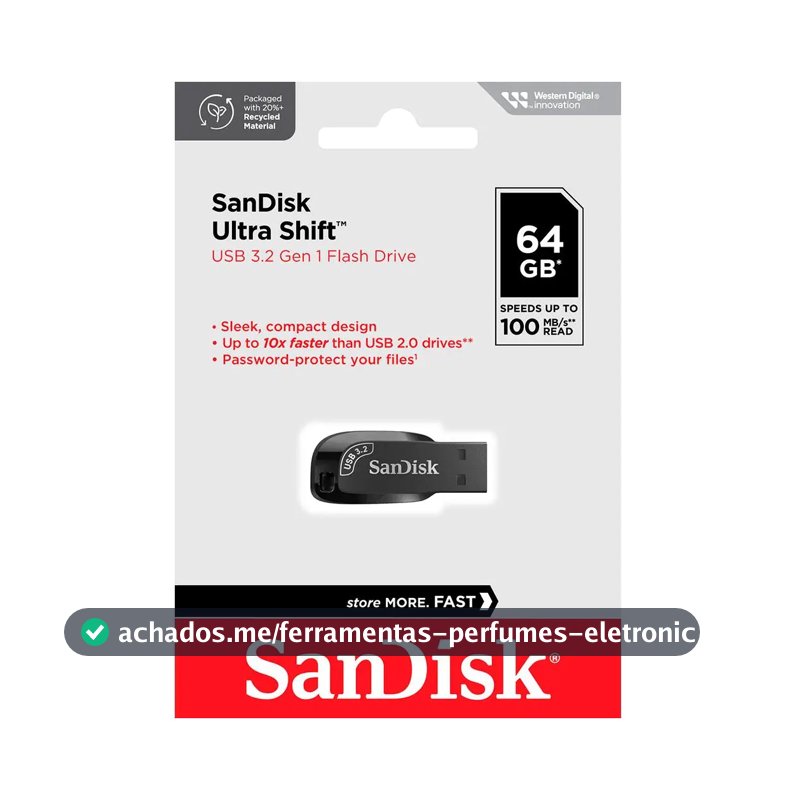 Sandisk Ultra Shift Pendrive 64 Gb 3.2 Preto