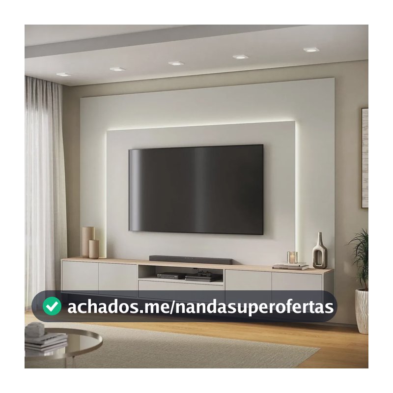 Rack Com Painel Para Tv Até 85 Polegadas 270x200cm Com Led