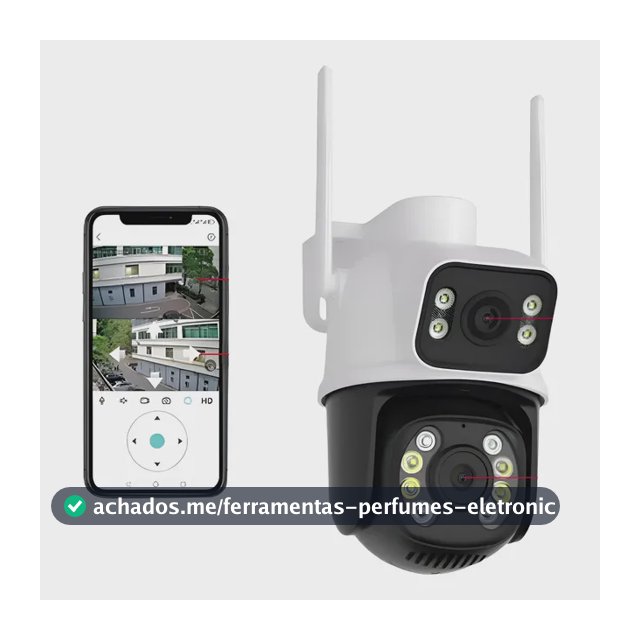 Camera Segurança Wifi Externa Lente Dupla Rastreamento Espiã Branco