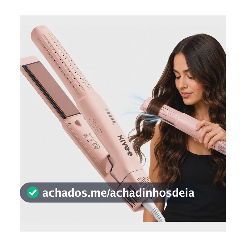 Chapinha 2 Em 1 Kive KV-865 Profissional Bivolt Alisa E Faz Cachos Com Jato Frio Íons Negativos Anti Frizz