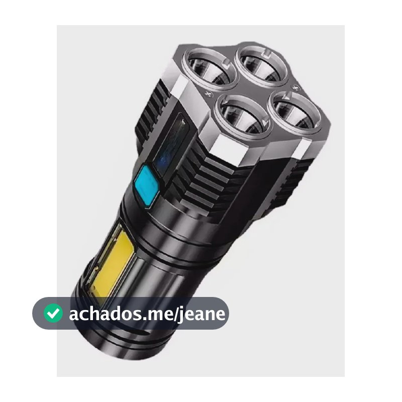 Lanterna Tatica Recarregavel Mais Forte Do Mundo Sitio Led Branco Preto