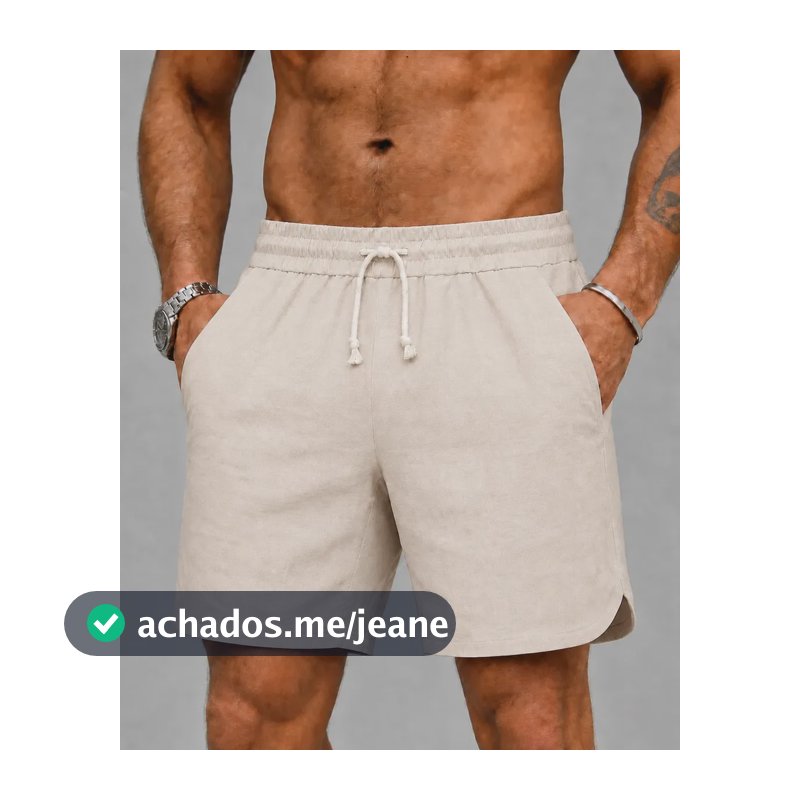 Bermuda Short Linho Premium Masculino Mauricinho Moda Praia Short Cáqui Gg