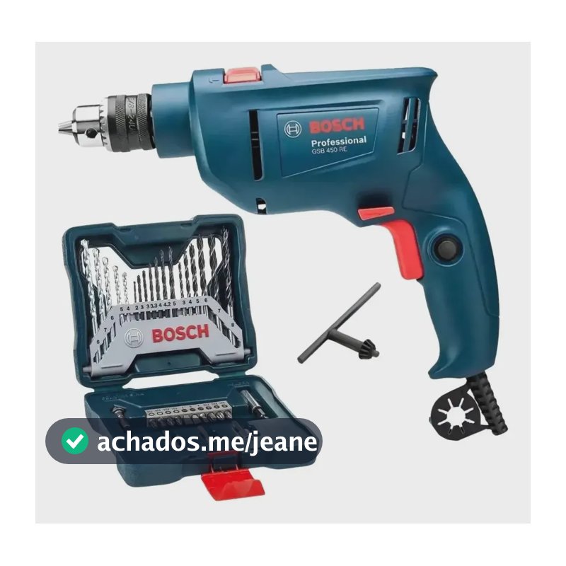 Furadeira Industrial Impacto Rev 450w Gsb 450 Re Bosch + Kit