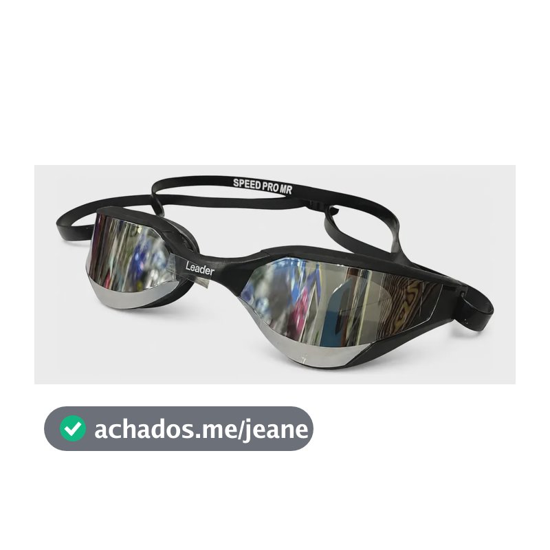 Oculos Natacao Competicao Espelhado Atletas Olimpicos Leader Cor Preto/ Lente Prata Speed Pro Antiembaçante Curva Para Treinos e Competições