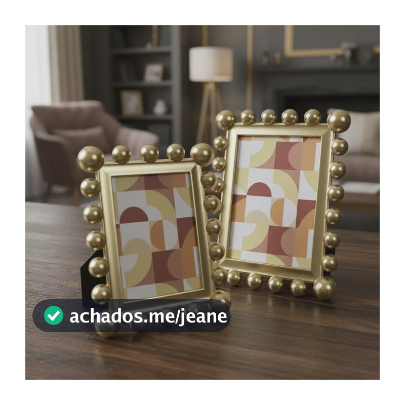 Kit 2 Porta Retrato Esfera Dourado Luxo 10x15 E 15x20
