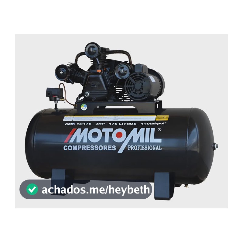 Compressor De Ar Profissional 15 Pés 3,0hp 175 Litros Bivolt Preto 127/220v 60 Hz Monofásica