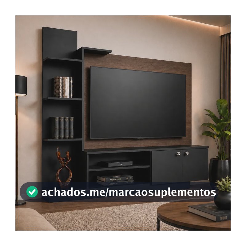 Rack Estante Com Painel Para Tv Até 65 Polegadas Preto/castanho