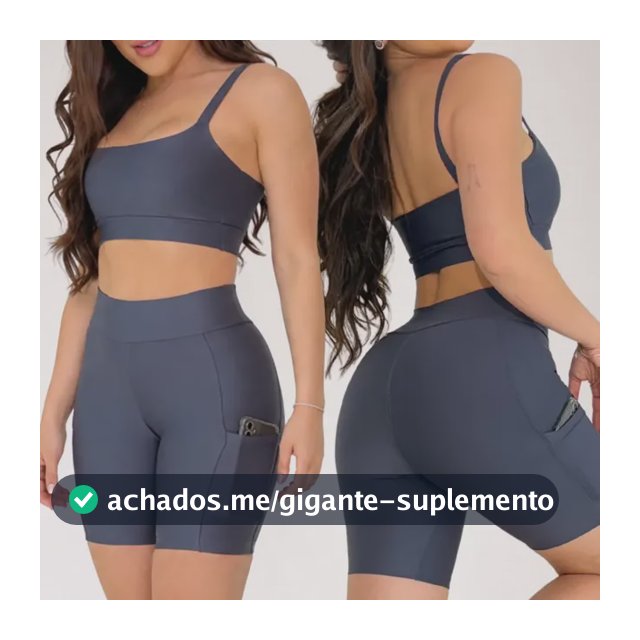 Conjunto Feminino Fitness Suplex Top Treino Short Bolso